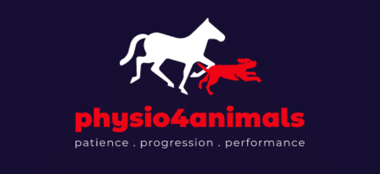 Physio 4 Animals logo and slogan, Patience, progression and performance. 